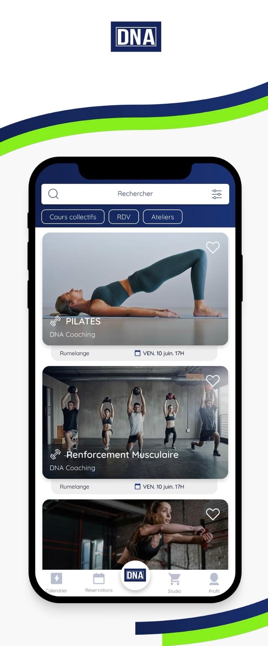 DNA Coaching app - calendar screen
